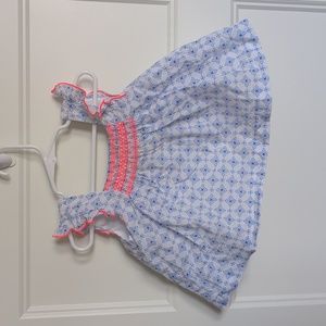 Janie and Jack blue and white ruffle sleeve shirt